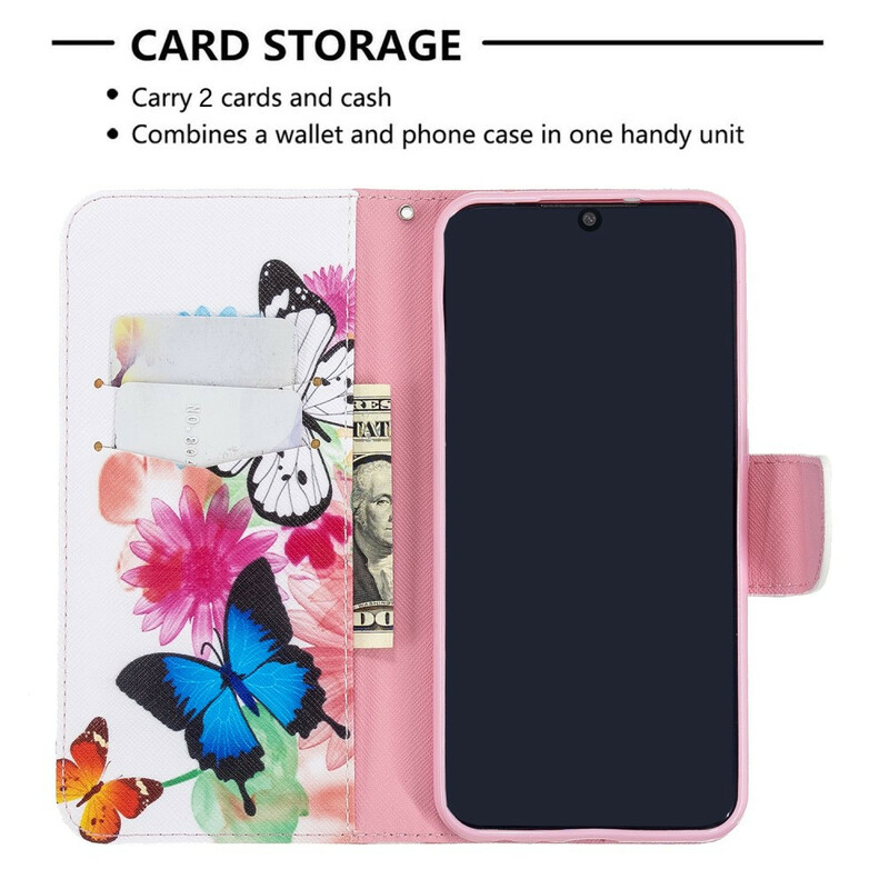 Xiaomi Redmi Note 8T Capa de Borboletas e Flores Pintadas