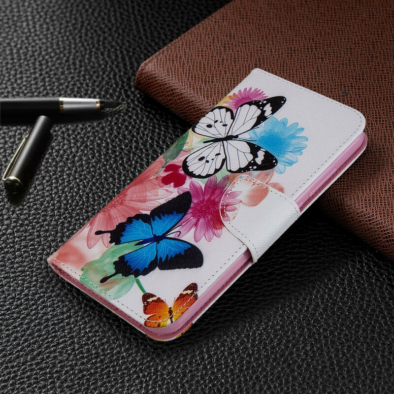 Xiaomi Redmi Note 8T Capa de Borboletas e Flores Pintadas