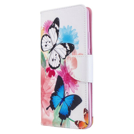 Xiaomi Mi Nota 10 Capa de Borboletas e Flores Pintadas