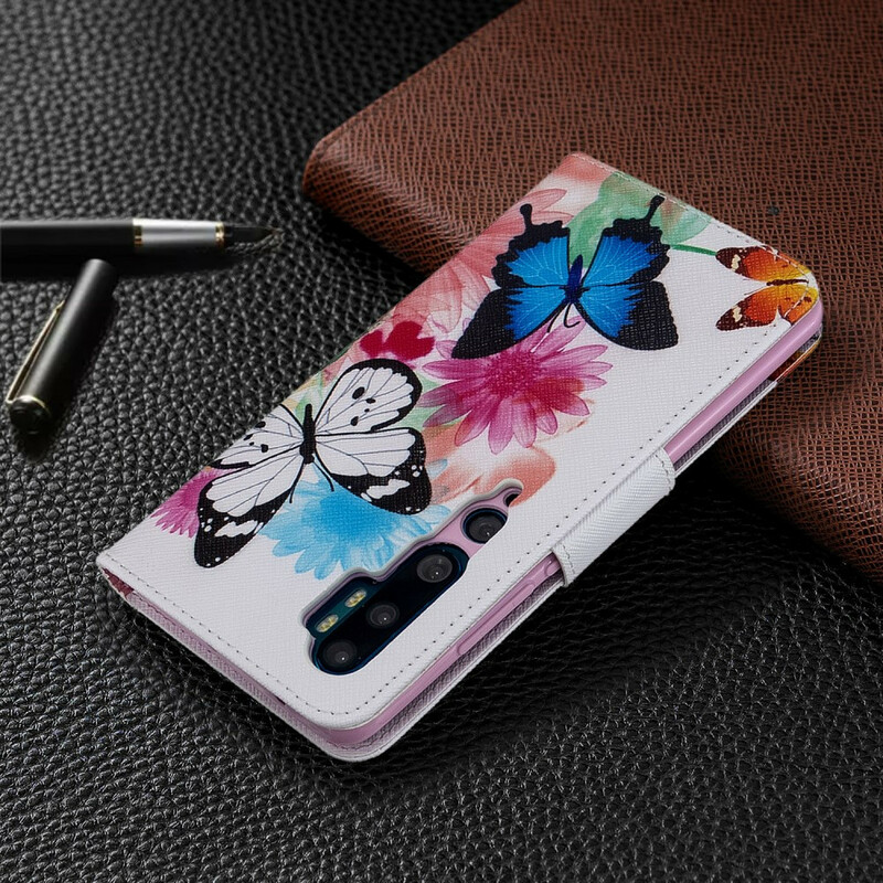 Xiaomi Mi Nota 10 Capa de Borboletas e Flores Pintadas