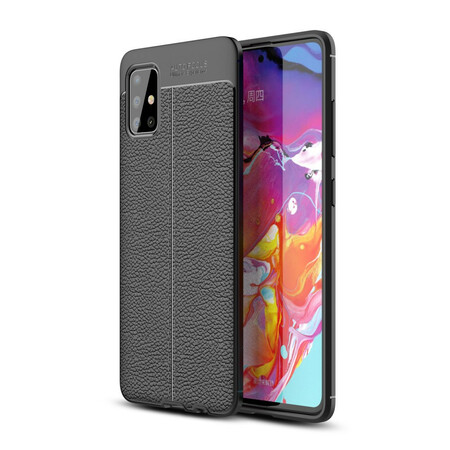 Capa de couro Samsung Galaxy A51 Efeito Lychee Linha Dupla