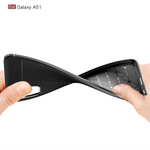 Capa de couro Samsung Galaxy A51 Efeito Lychee Linha Dupla