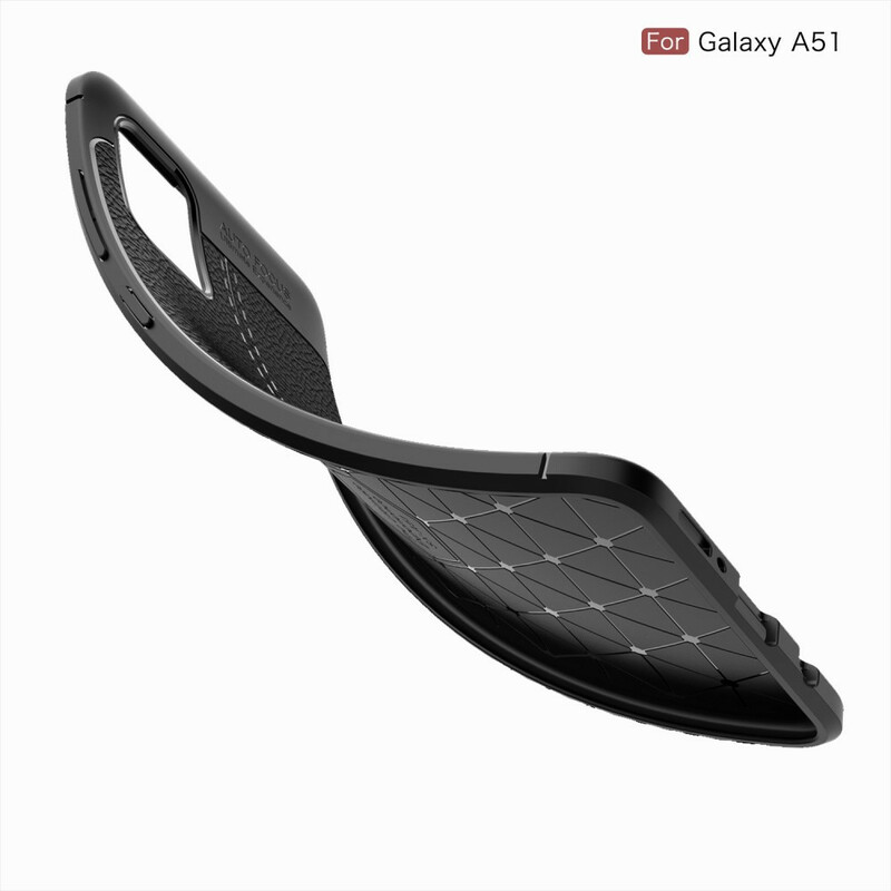 Capa de couro Samsung Galaxy A51 Efeito Lychee Linha Dupla