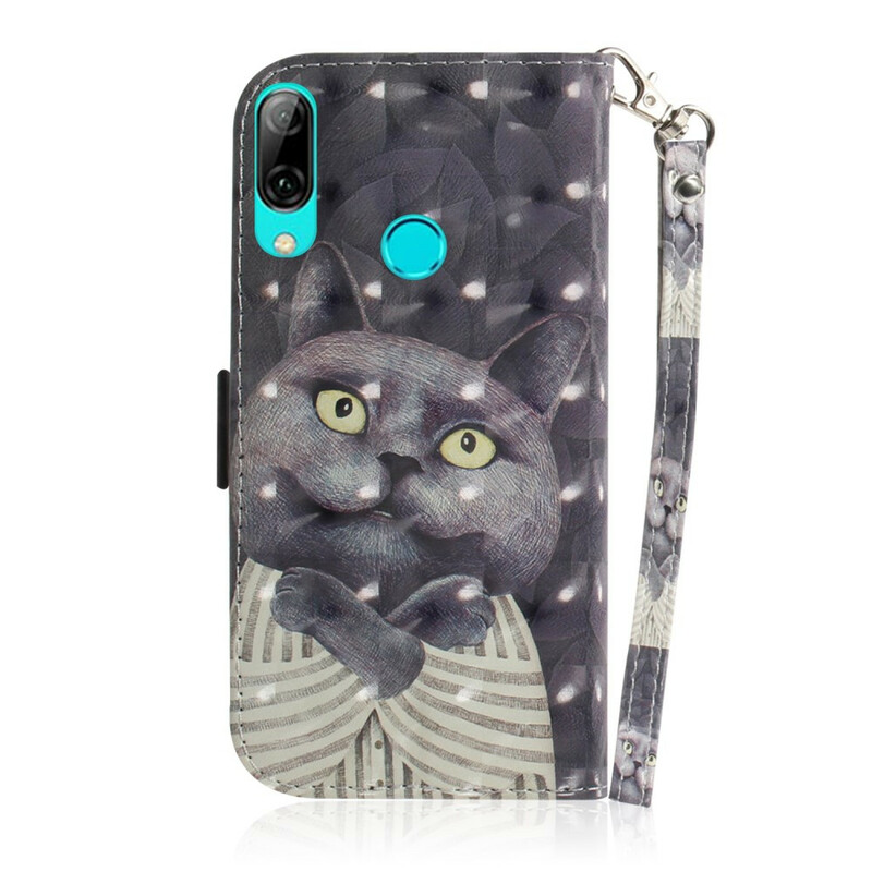 Capa Huawei P Smart 2019 Grey Cat with Strap