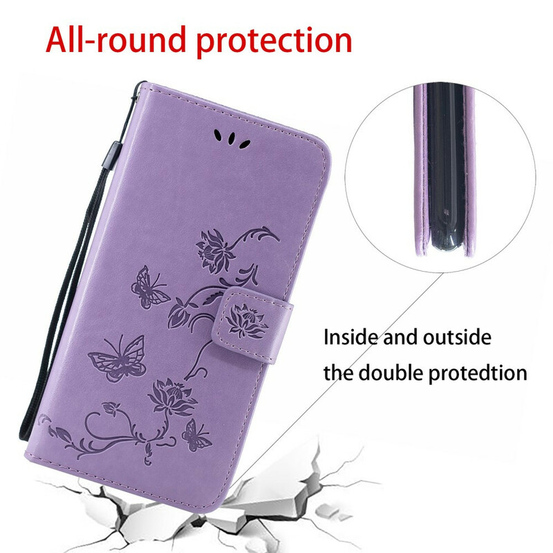 2019 Huawei P Manteiga e Flores de Capa Inteligente com CordÃ£o