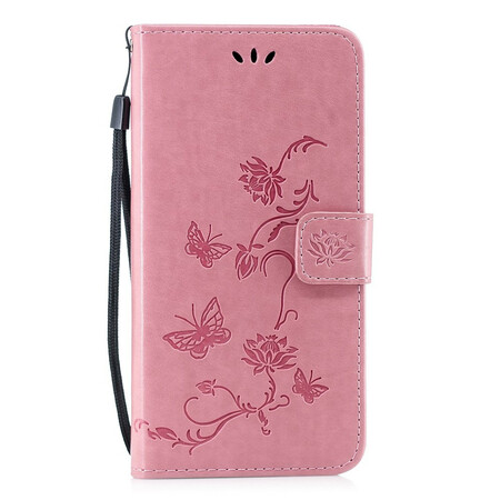 2019 Huawei P Manteiga e Flores de Capa Inteligente com Cordão