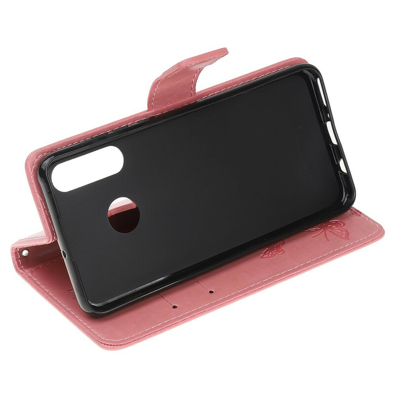 2019 Huawei P Manteiga e Flores de Capa Inteligente com CordÃ£o