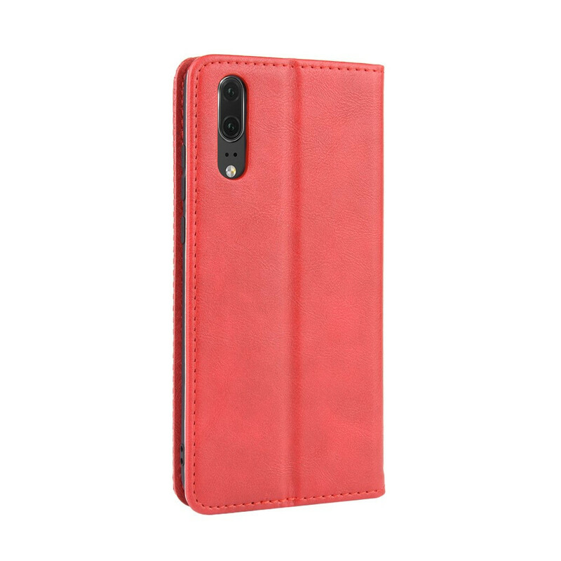 Capa Flip Huawei P20 Efeito Couro Vintage Efeito Estilo