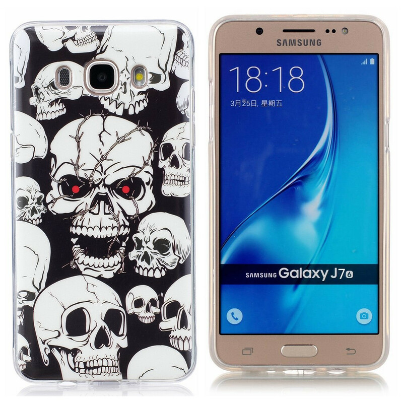 Samsung Galaxy J7 2016 Capa Caucionária Fluorescente Crânios Fluorescentes