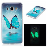 Samsung Galaxy J7 2016 Capa Borboleta Fluorescente Azul