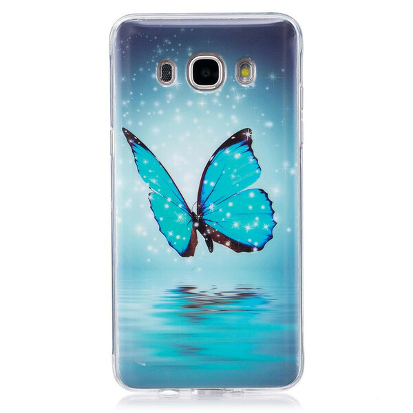 Samsung Galaxy J7 2016 Capa Borboleta Fluorescente Azul