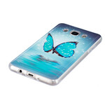 Samsung Galaxy J7 2016 Capa Borboleta Fluorescente Azul