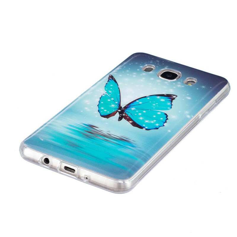 Samsung Galaxy J7 2016 Capa Borboleta Fluorescente Azul