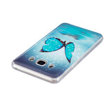 Samsung Galaxy J7 2016 Capa Borboleta Fluorescente Azul