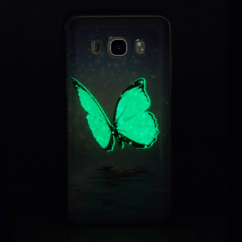 Samsung Galaxy J7 2016 Capa Borboleta Fluorescente Azul