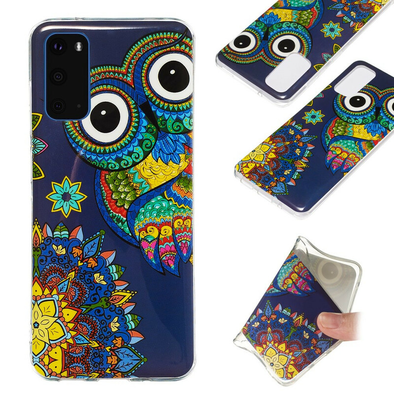 Samsung Galaxy S20 Case Owl Mandala Fluorescente