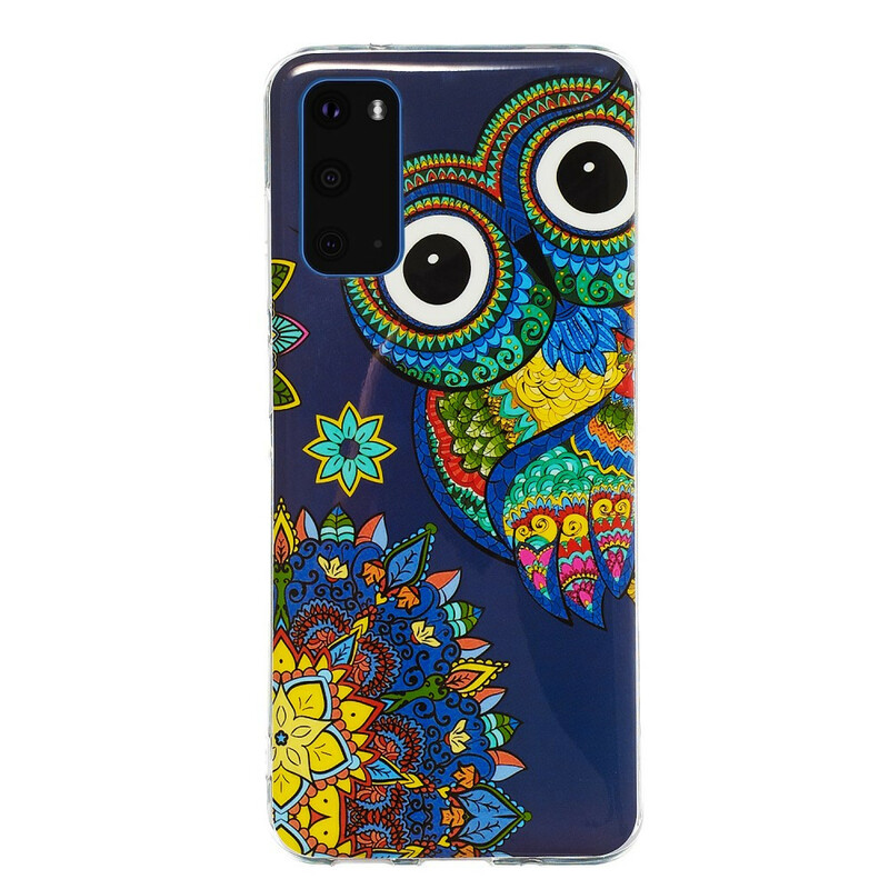 Samsung Galaxy S20 Case Owl Mandala Fluorescente