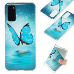 Samsung Galaxy S20 Capa Borboleta Azul Fluorescente