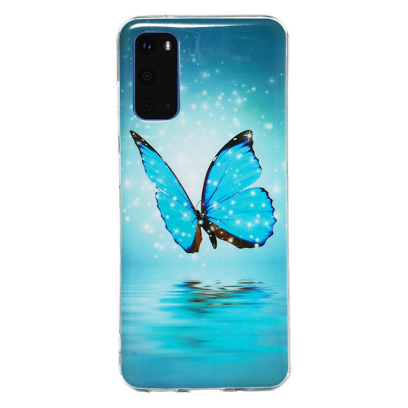 Samsung Galaxy S20 Capa Borboleta Azul Fluorescente