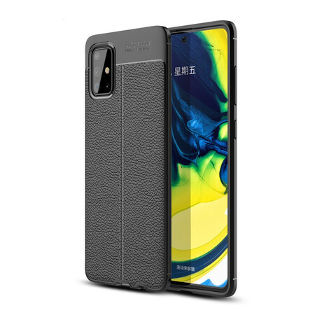 Samsung Galaxy A71 Capa de Couro Lychee Efeito Lychee Linha Dupla