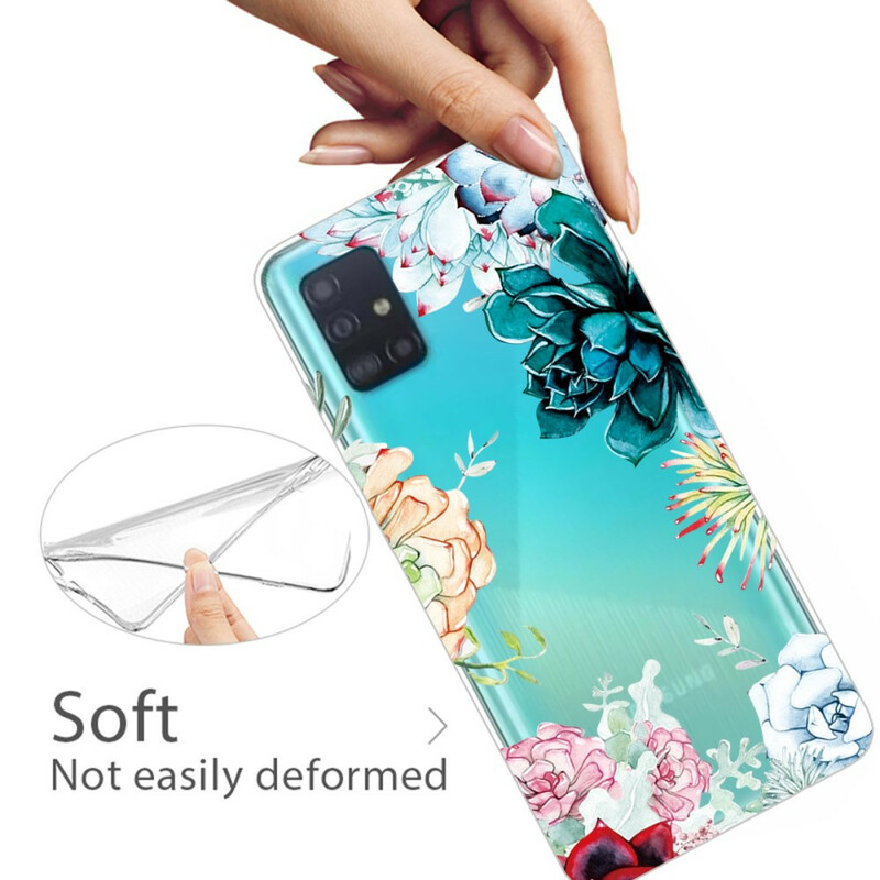 Capa Samsung Galaxy A71 Clear Watercolour Flower