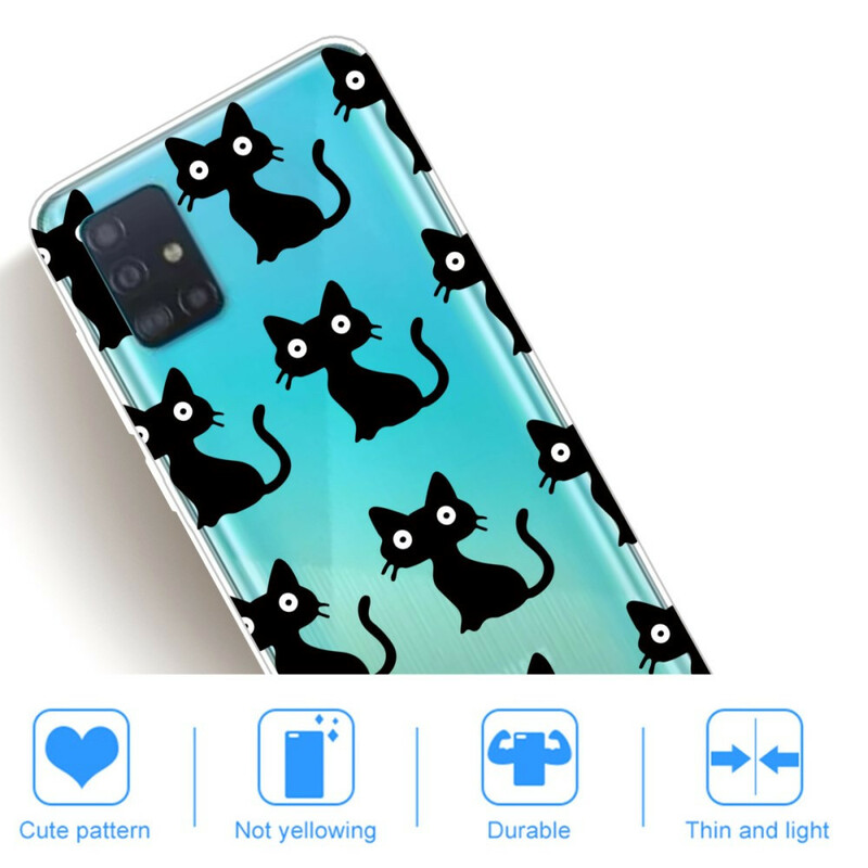 Samsung Galaxy A71 Cobrir múltiplos gatos pretos