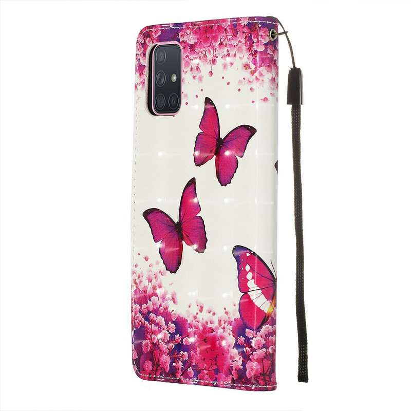 Samsung Galaxy A71 Capa de borboletas vermelhas