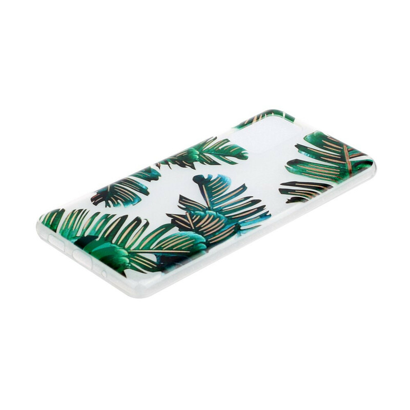 Samsung Galaxy S20 Clear Case Green Leaves