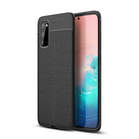 Samsung Galaxy S20 Capa de Couro Lychee Efeito Lychee Linha Dupla