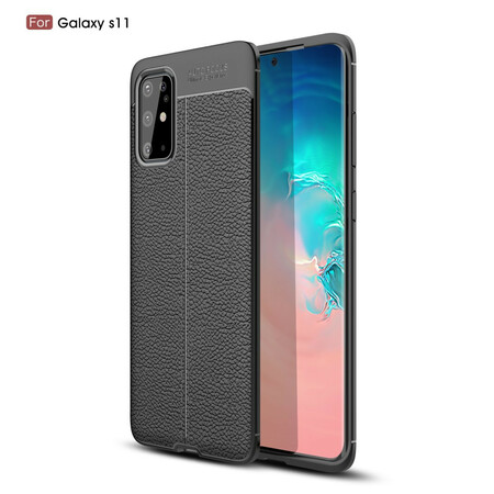 Samsung Galaxy S20 Plus Capa de Couro Lychee Efeito Lychee Linha Dupla