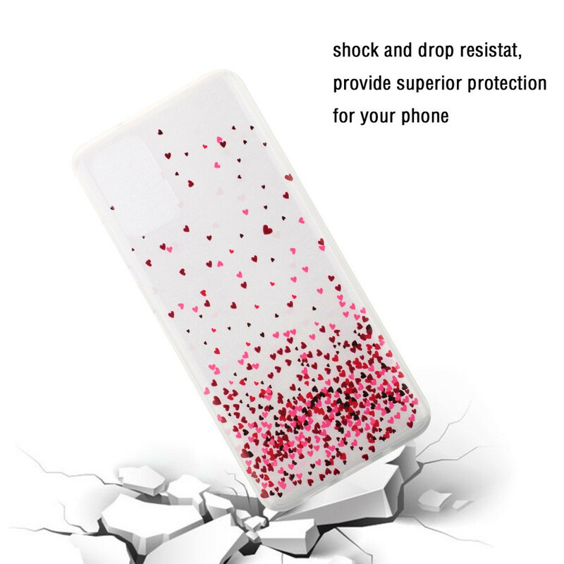 Samsung Galaxy S20 Ultra Clear Case Corações Vermelhos Múltiplos