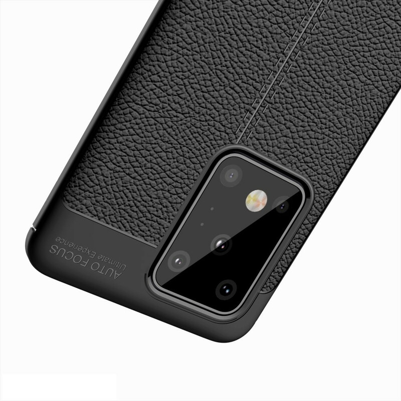 Samsung Galaxy S20 Ultra Leather Case Lychee Efeito Lychee Linha Dupla