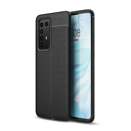Capa de couro Huawei P40 Pro Linha dupla Litchi