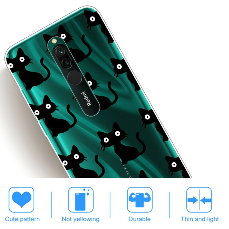Xiaomi Redmi 8 Cover Multiple Black Cats