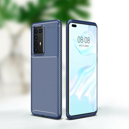 Huawei P40 Pro Case Textura Flexível de Fibra de Carbono
