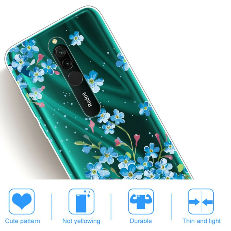 Xiaomi Redmi 8 Capa de flores azuis