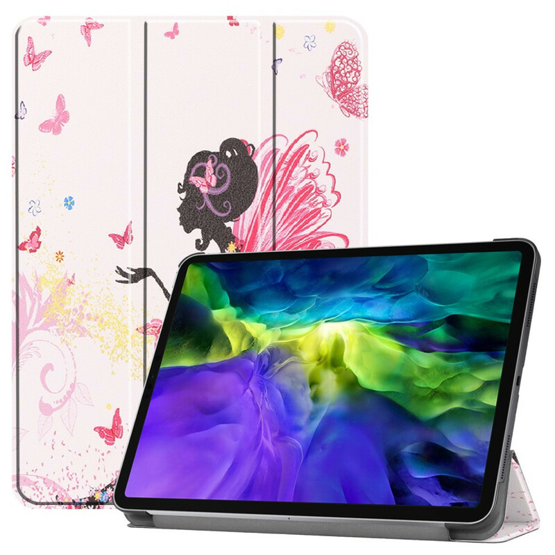 Capa Inteligente iPad 11" (2020) Fada Floral em Couro