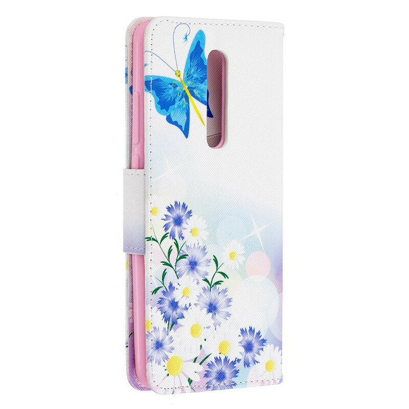 Xiaomi Mi 9T / Mi 9T Pro Capa pintada com Borboleta e Flor