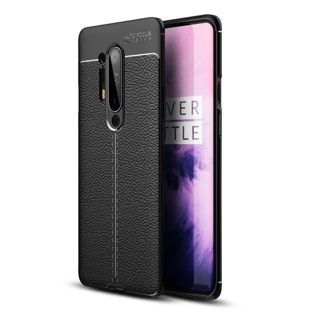Capa de couro OnePlus 8 Pro Linha dupla de efeito Lychee