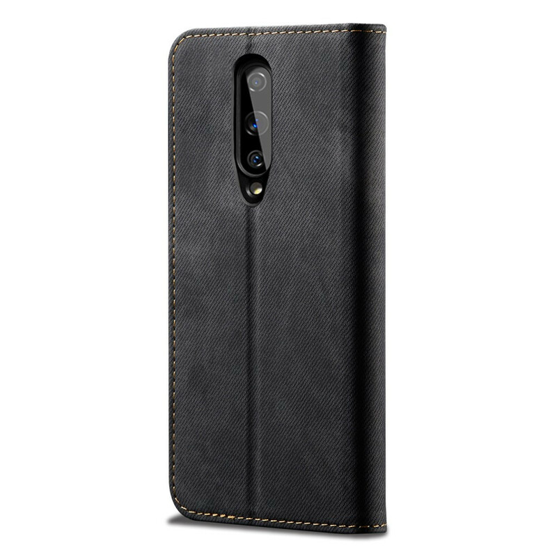 Capa Flip OnePlus 8 Leatherette Jeans Texture