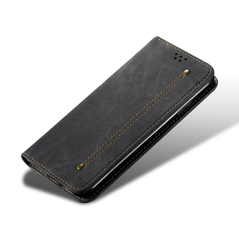 Capa Flip Cover OnePlus 8 Pro Leatherette Jeans Texture