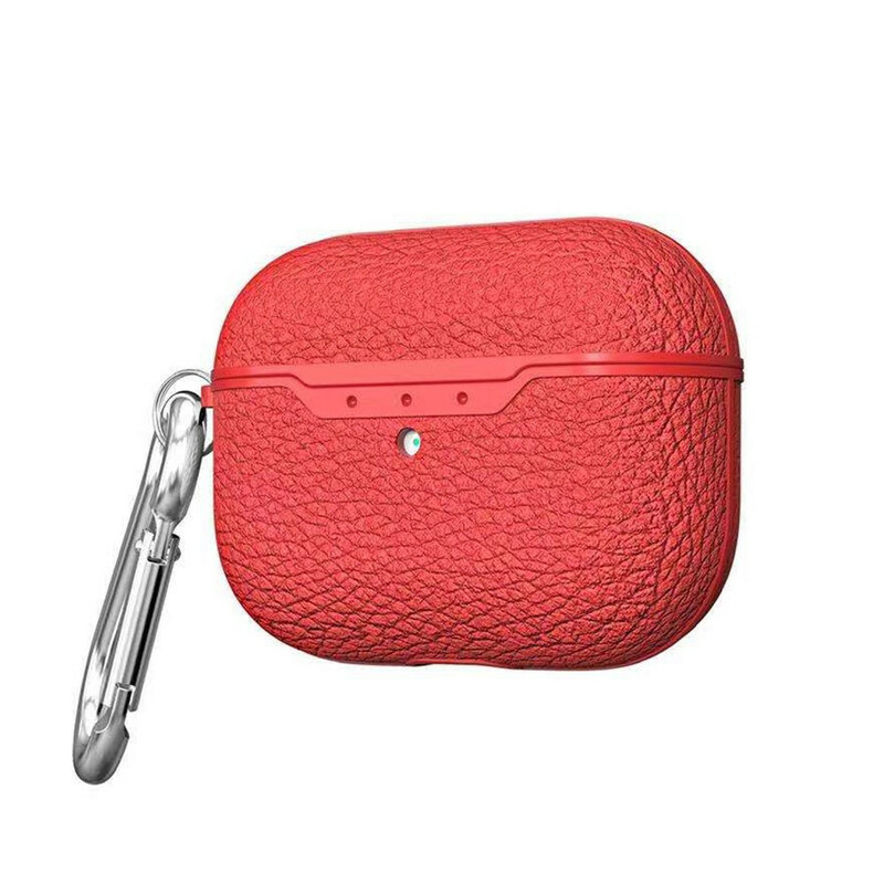 Capa de Efeito Couro AirPods Pro Litchi com mosquetão