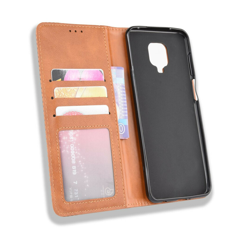 Capa Flip Xiaomi Redmi Note 9S Efeito Couro Vintage Efeito Estilo Capa Flip Xiaomi Redmi Note 9S Efeito Couro Vintage Efeito Estilo