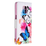 Xiaomi Redmi Note 9S / Nota 9 Pro Butterfly and Flower Painted Case