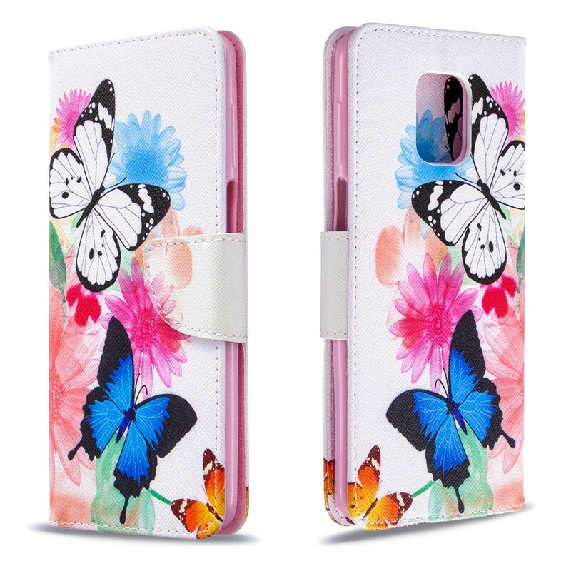 Xiaomi Redmi Note 9S / Nota 9 Pro Butterfly and Flower Painted Case