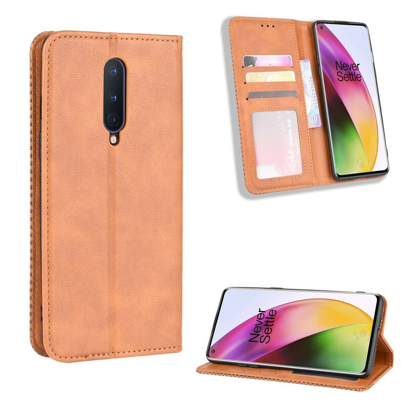 Capa de Couro Vintage OnePlus 8 Efeito Flip