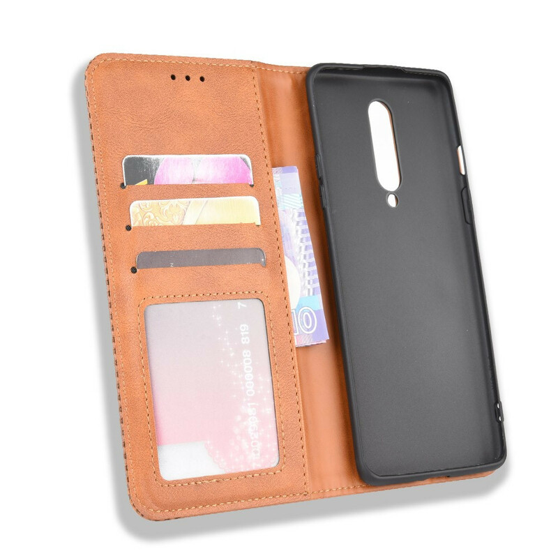 Capa de Couro Vintage OnePlus 8 Efeito Flip