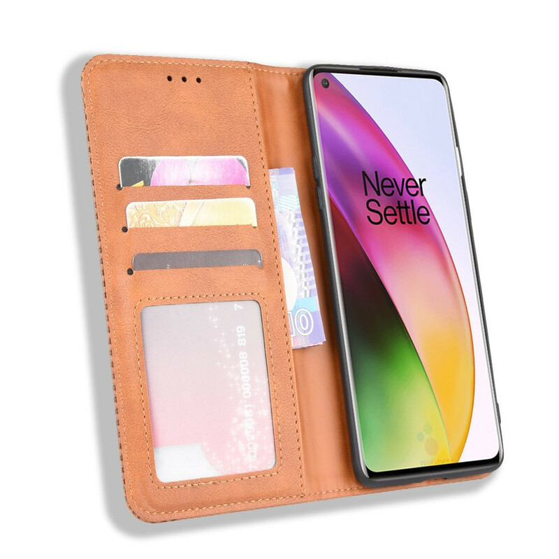 Capa de Couro Vintage OnePlus 8 Efeito Flip