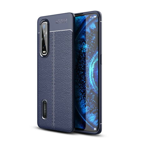 Capa de Couro Oppo Find X2 Pro Linha Dupla Efeito Lychee