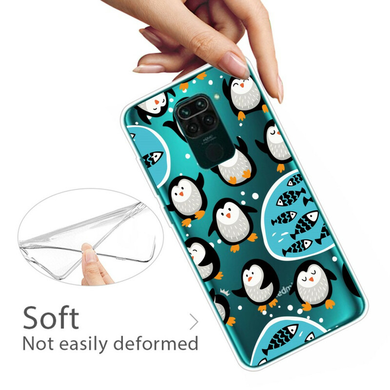 Xiaomi Redmi Note 9 Capa Pinguins e Peixes